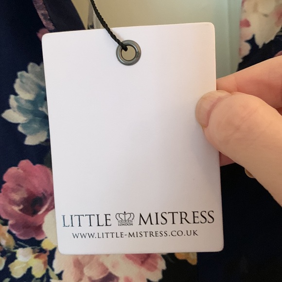 Little mistress navy blue with floral jumpsuit tie waist NWT size 10 - Picture 9 of 12